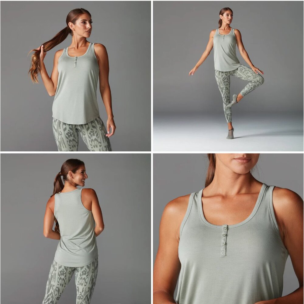 TAVI Active NWT Classic Henley Tank - Size S, Size M, Color - Cactus